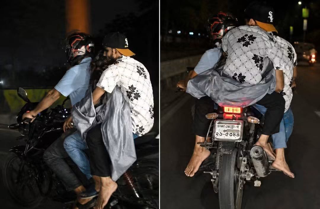 মধ্যরাতে মোটরসাইকেলে অচেতন তরুণী