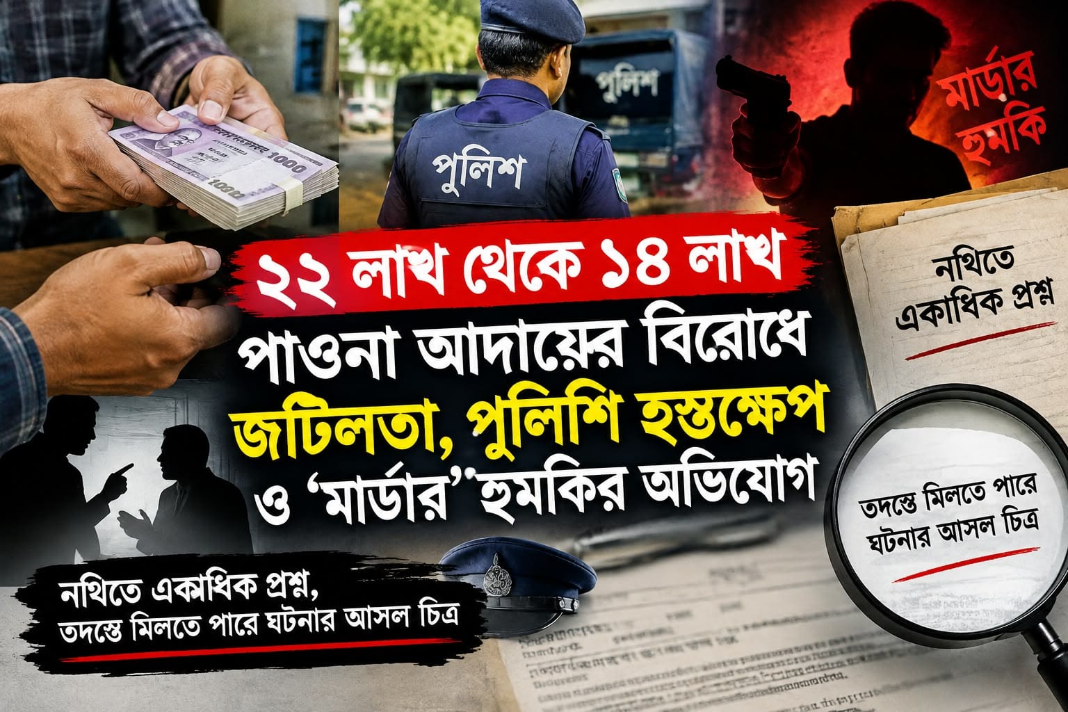 পাওনা আদায়ের বিরোধে জটিলতা, পুলিশি হস্তক্ষেপ ও  হুমকির অভিযোগ